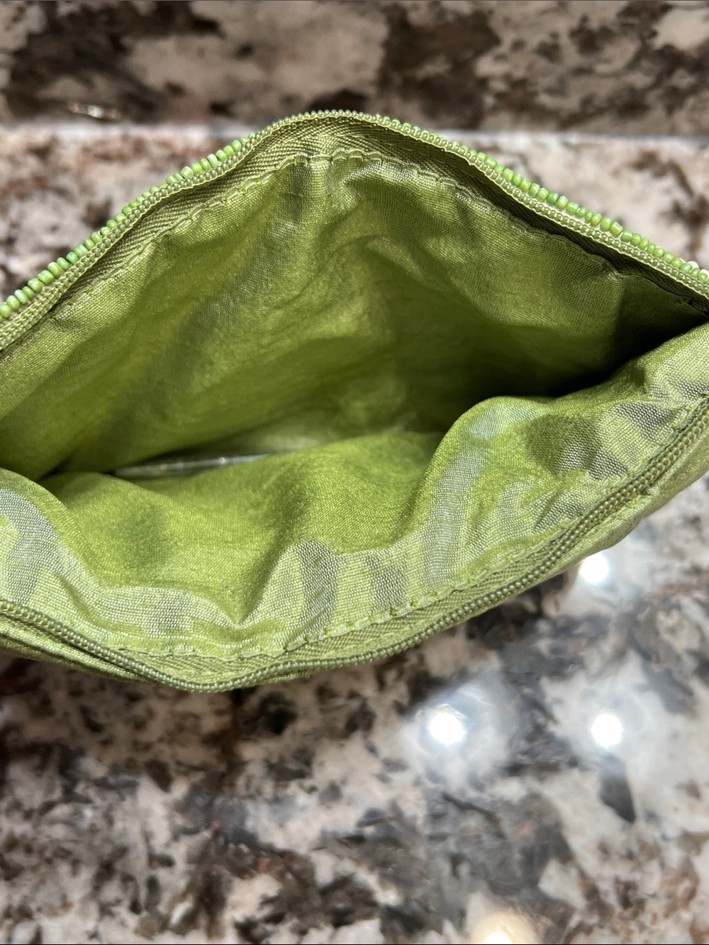 Floral Beaded Clutch - Green & Cream - Picture 4 of 8